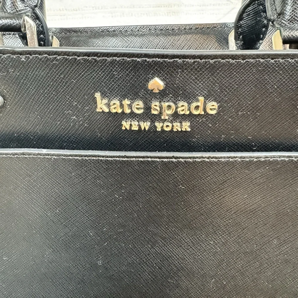 Kate Spade Stacy‎ Small Satchel (WKRU7097), a pre-owned black leather shoulder